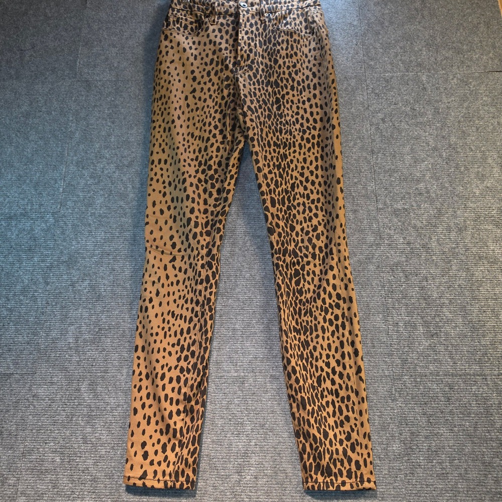 Good American Good Waist Skinny Jeans Womens 4/27 Brown Leopard Print Excellent